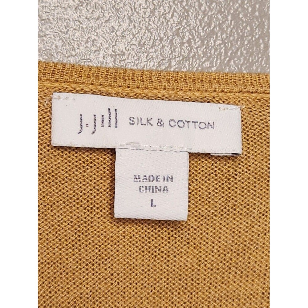 J. Jill V-Neck Silk & Cotton Sweater in Mustard Size Large - Picture 2 of 13